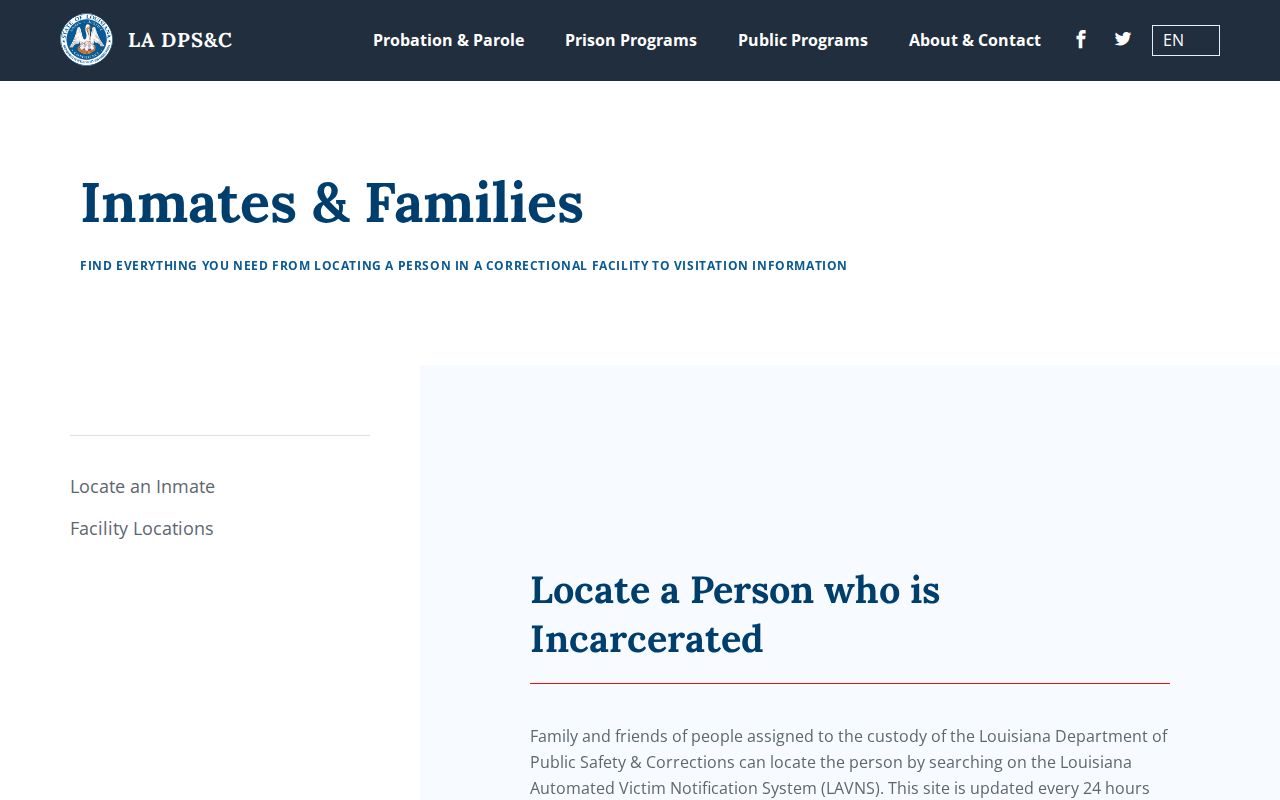 Louisiana DPS and C locator for Iberville Parish released inmates