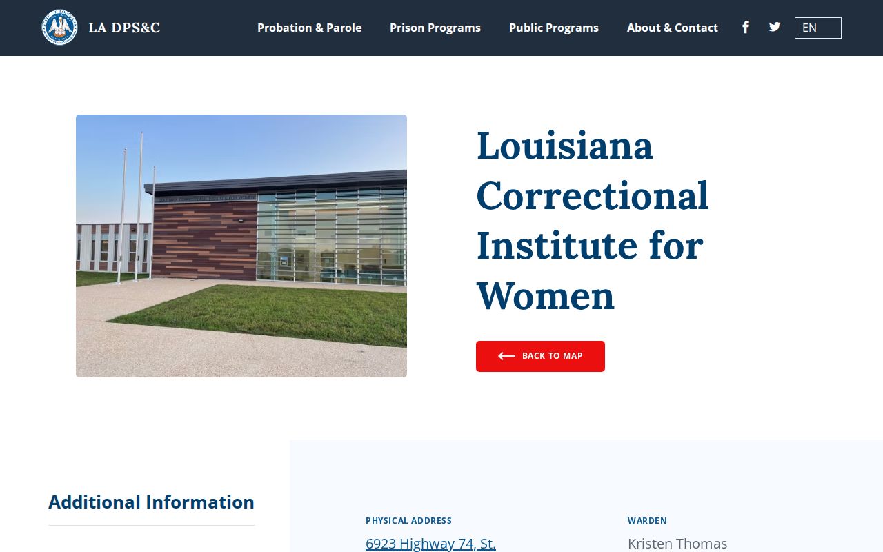 Louisiana Correctional Institute for Women official prerelease and release planning information